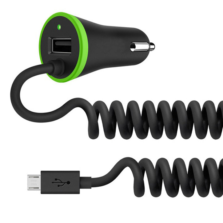 iTD Gear 3.4A Car Charger with Micro USB Coiled Cable