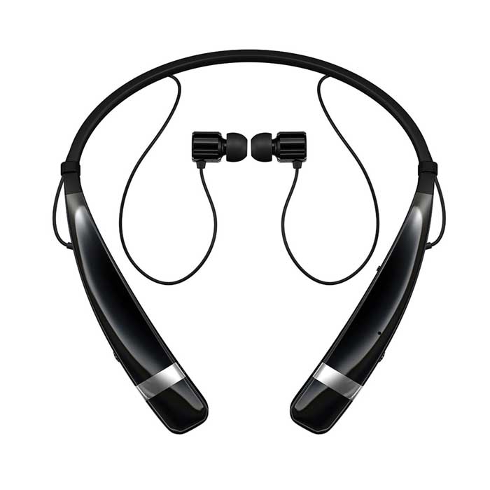 LG HBS-760 Tone Pro Bluetooth Wireless Stereo Headset in Black w/Microphone & Retractable Earbuds