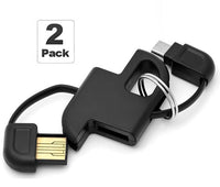 PACK OF 2: Keychain Micro to USB Charge & Data Sync Cables