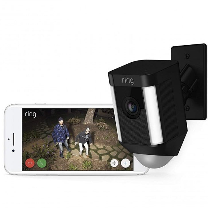 Ring Spotlight Cam Mount Outdoor HD Smart Security Camera in Black