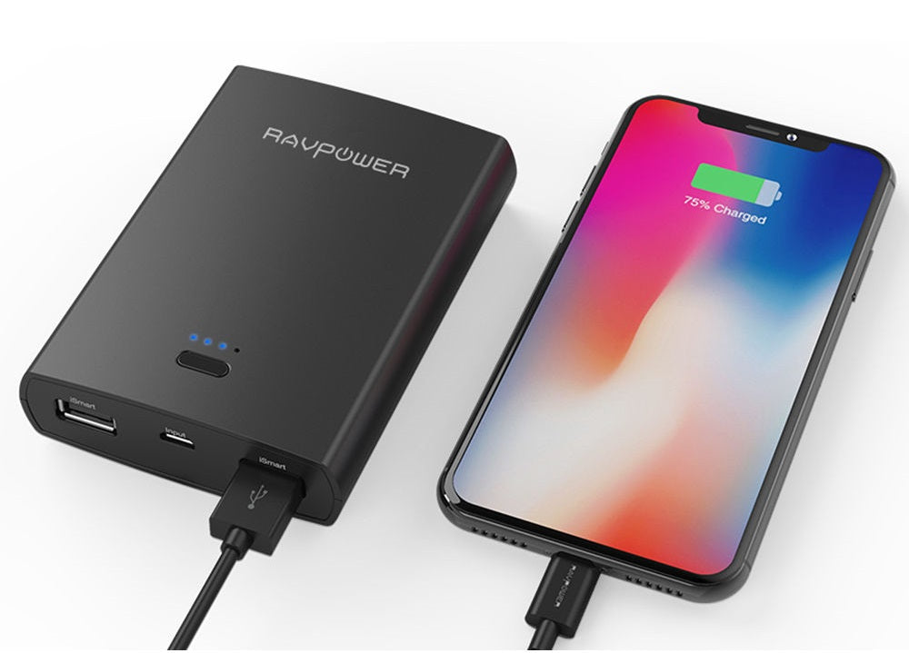 RAVPower Basis Series RP-PB071-BK Dual USB Port 10400mAh iSmart Portable Charger Power Bank in Black