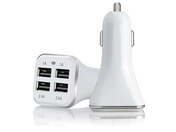 iTD Gear 4 Port USB High Speed Powerful 35 Watt Car Charger in White