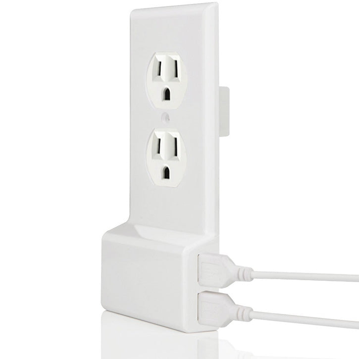 Outlet Wall Plate Cover w/Dual High Speed USB Chargers - Easy Install