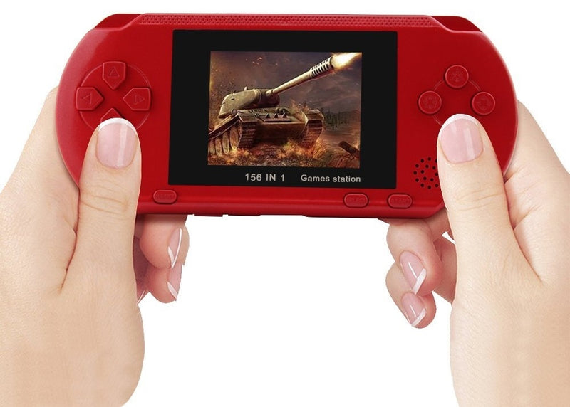 Classic Portable Handheld Video Game Console w/ 2 Game Cards - Red