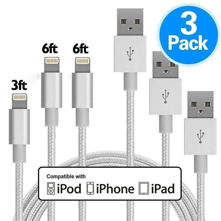 8 Pin Nylon Braided Charging Cables - 3FT / 6FT / 6FT