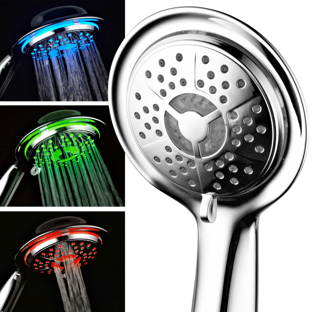 Self Powered Shower Head with 3 Changing LED Colors (Auto on/off)