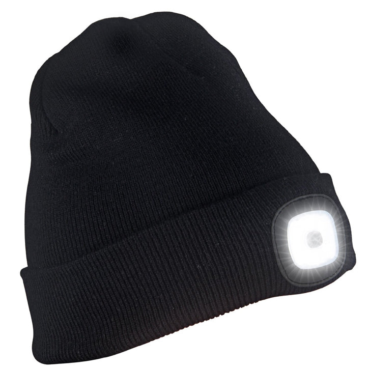 Knitted Beanie Hat With Rechargeable LED Head Light