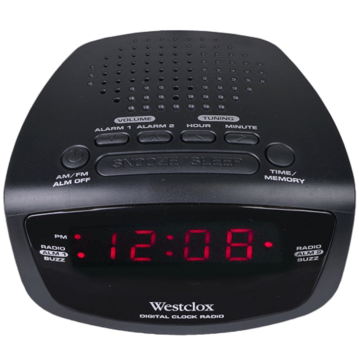 Westclox 80209 AM/FM Dual Alarm Clock Radio with Digital Tuning in Black