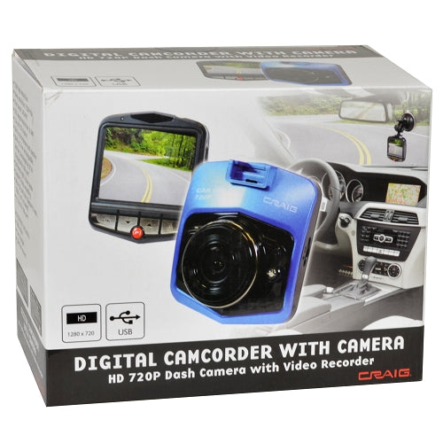 Craig CCR9030 720p Digital Dash Cam w/2.4" LCD & Windshield Mount (Blue)