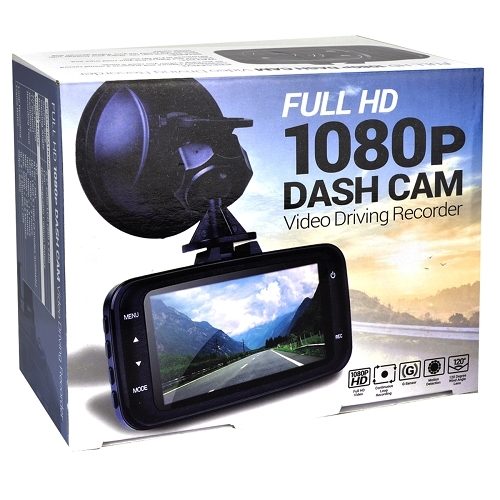 Automotive 1080p HD Dash Cam with Night Vision, 2.7" LCD Screen & Windshield Mounting (Records to microSD Card)