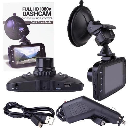 Automotive 1080p HD Dash Cam with Night Vision, 2.7" LCD Screen & Windshield Mounting