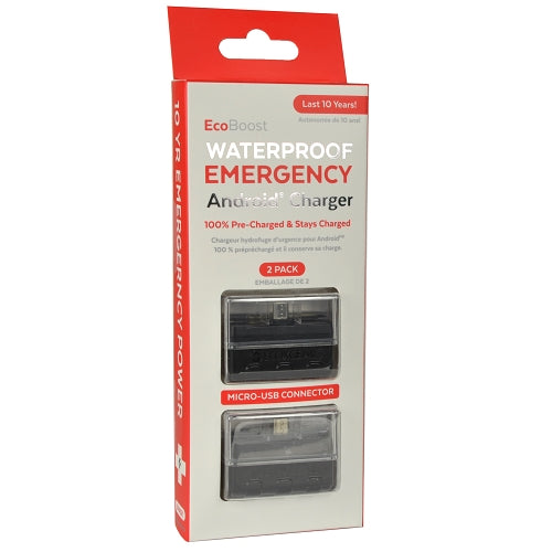 ECOXGEAR EcoBoost 10-Year Emergency Waterproof 1500mAh Power Bank w/Micro USB Connector- 20Pcs