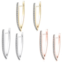 Swarovski Crystal Micro-Pav'e Curved Huggie Earrings Set in 18K Gold Plated