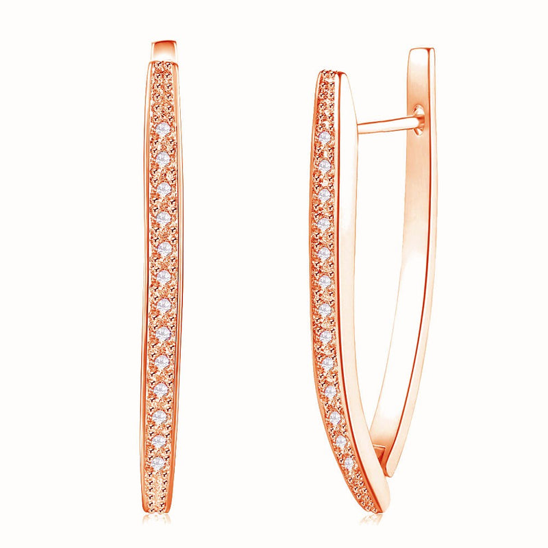 Swarovski Crystal Micro-Pav'e Curved Huggie Earrings Set in 18K Gold Plated
