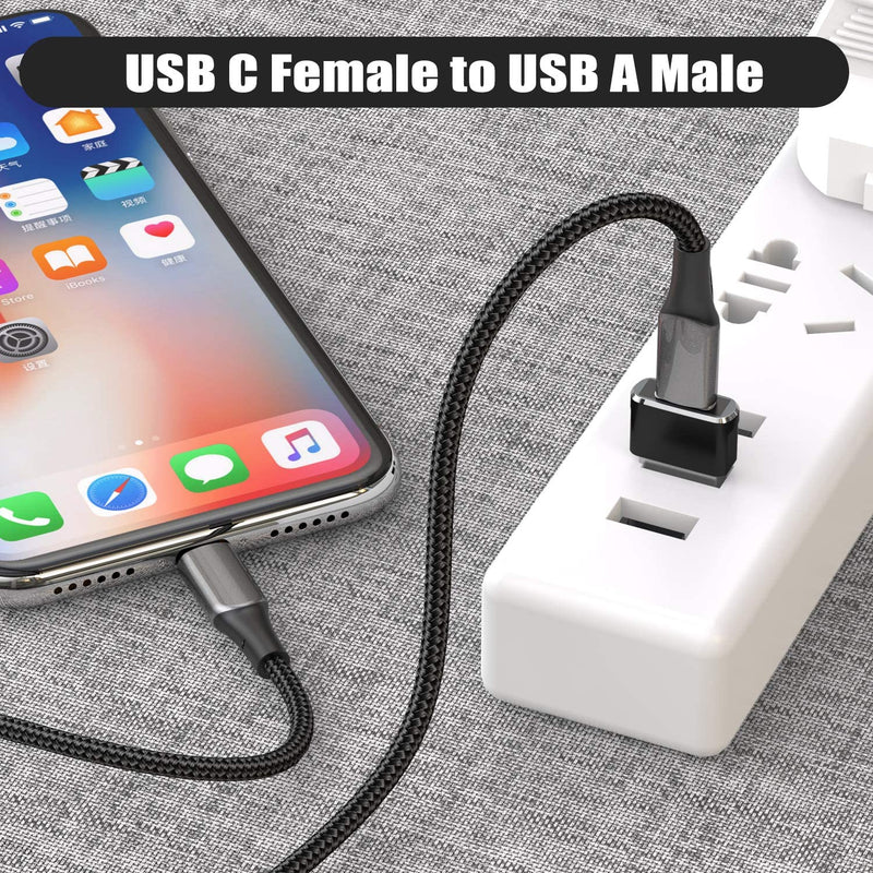 USB C Female to USB Male Adapter for iPhone 11 12 Mini Pro Max, Airpods iPad 8th, Samsung Galaxy and more - Pack of 2