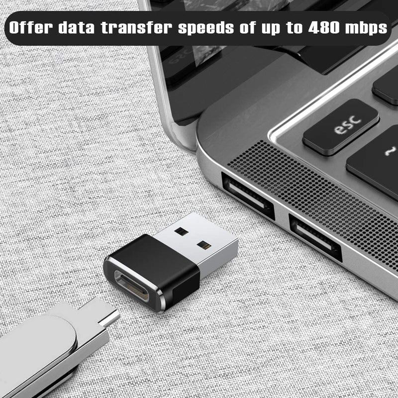 USB C Female to USB Male Adapter for iPhone 11 12 Mini Pro Max, Airpods iPad 8th, Samsung Galaxy and more - Pack of 2