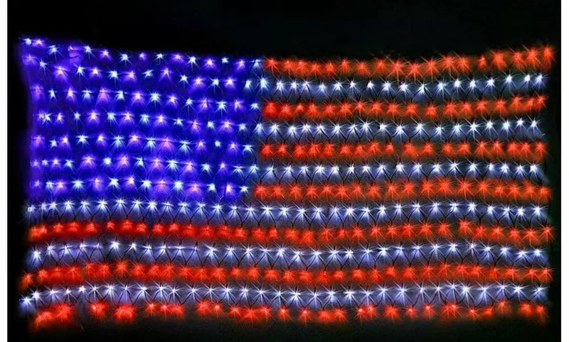 USA Flag Waterproof Lights with 420 Super Bright LEDs for Yard, Garden Decoration, Festival