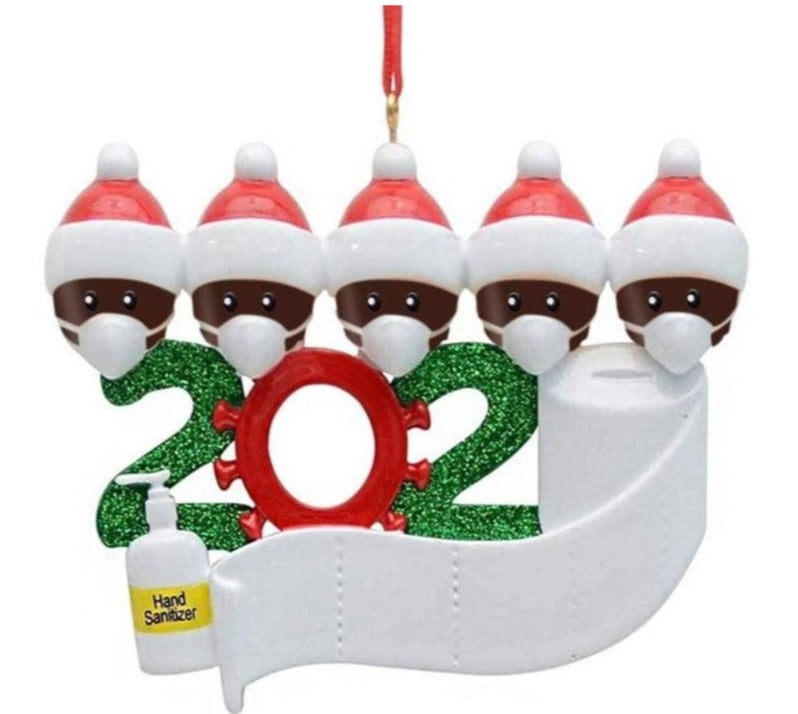 Santa Family Christmas Party Facemask Ornament 2020 with Face Mask and Toilet Paper