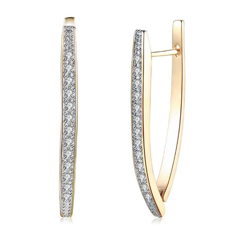 Swarovski Crystal Micro-Pav'e Curved Huggie Earrings Set in 18K Gold Plated