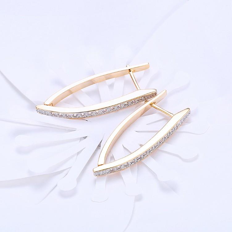 Swarovski Crystal Micro-Pav'e Curved Huggie Earrings Set in 18K Gold Plated