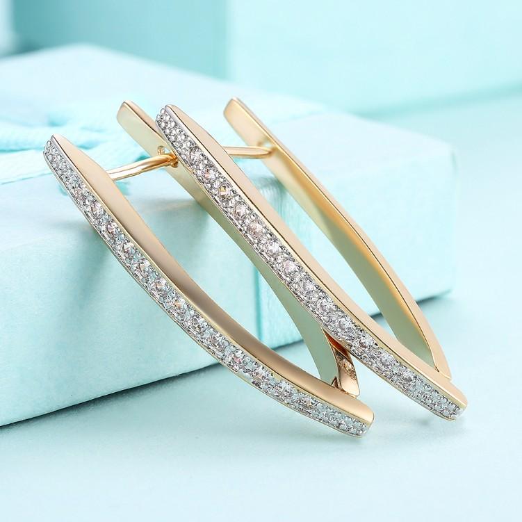 Swarovski Crystal Micro-Pav'e Curved Huggie Earrings Set in 18K Gold Plated