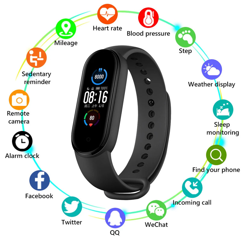 M5 Smart Watch Fitness Tracker Blood Pressure & Heart Rate Monitor
