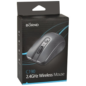 Börnd C190 2.4GHz Wireless 3-Button Optical Scroll Mouse w/Nano USB Transceiver (Black)
