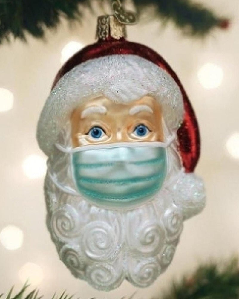 10 Pack - Santa Christmas Facemask Ornament