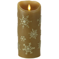 Luminara 9 inch Snowflake Embossed Flameless Flickering Candle with Timer