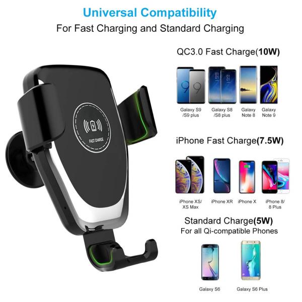 Automatic Clamping Wireless Fast Car Charger Mount Stand