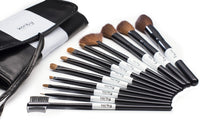 Karity Professional Studio Quality 12 Piece Natural Cosmetic Makeup Brush Set w/ Pouch in Black