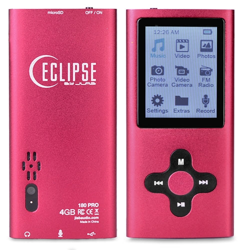 Eclipse 180 PRO RD 4GB MP3 USB 2.0 Digital Music/Video Player & Voice Recorder w/Cam, FM & 1.8" LCD (Red)