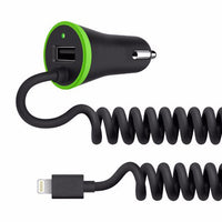 iTD Gear 3.4A Fast Car Charger with Coiled 8 Pin Cable