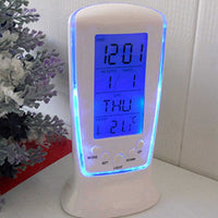 LED Alarm Clock with Blue Backlight Electronic Calendar & Thermometer