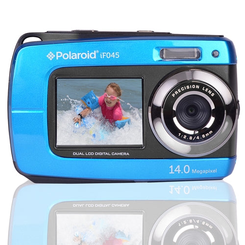 Polaroid Waterproof Camera IF045-BLU 14MP 5x Digital Zoom w/1.8" Front & 2.7" Rear Displays (Blue)