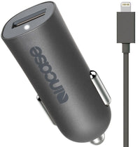 Incase 2.4A High Speed Mini Car Charger with Lightning to USB Cable in Gray