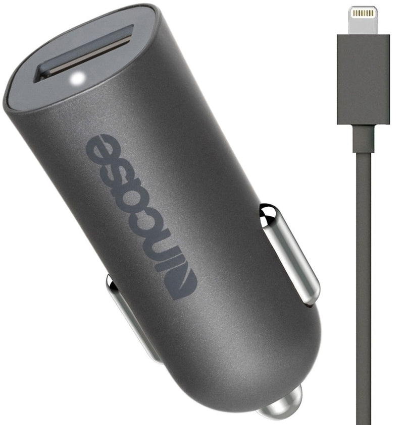 Incase 2.4A High Speed Mini Car Charger with Lightning to USB Cable in Gray