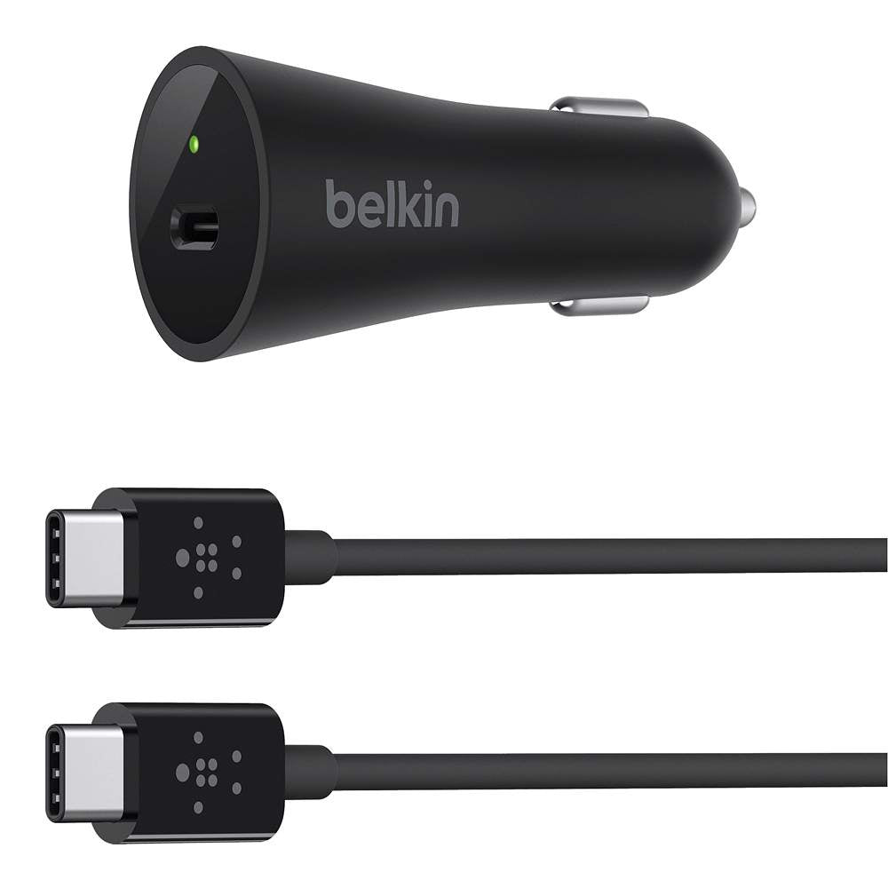 Belkin USB Car Charger and USB Type-C Cable in Black