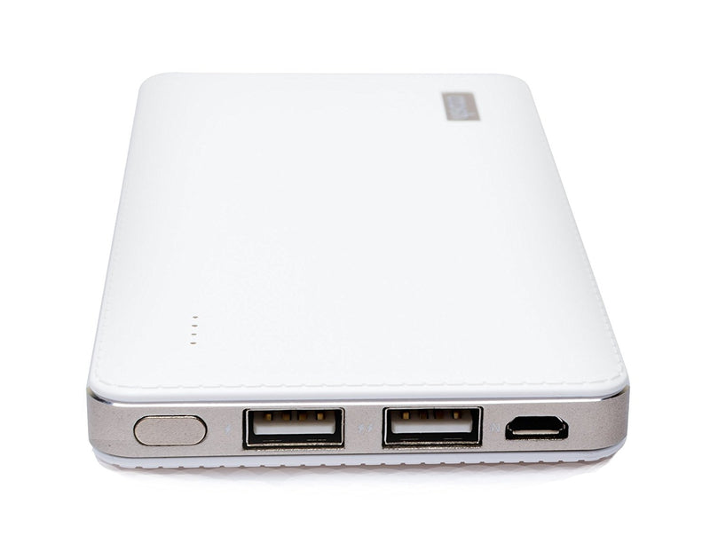 Coosh Faux Leather 10000mAh Portable Charger External Battery Power Bank in White