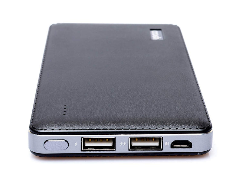 Coosh Faux Leather 10000mAh Portable Charger External Battery Power Bank in Black