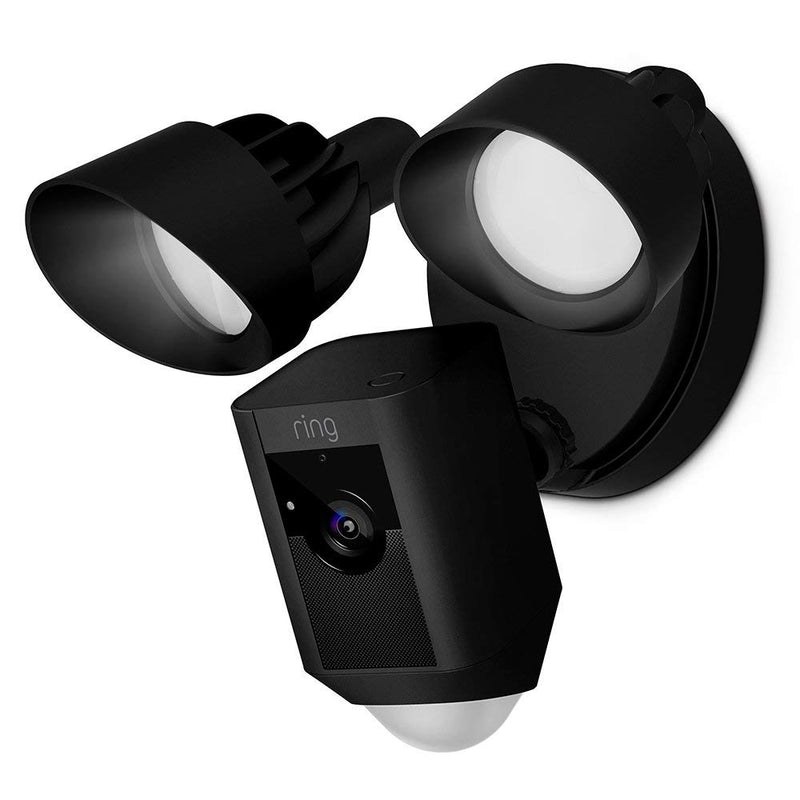 Ring Floodlight Camera Motion-Activated HD Security Cam Two-Way Talk and Siren Alarm in Black