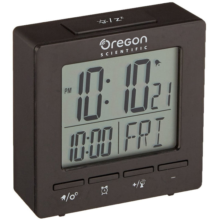 Oregon Scientific RM511A Portable Dual Alarm Clock with Temperature Date Backlight for Home Office Travel in Black