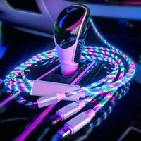 3 in 1 LED Flowing Light Up Charge Cable for iPhone / Samsung / Type C / Android