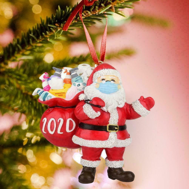 Santa Wearing Mask Christmas Tree Ornament 2020