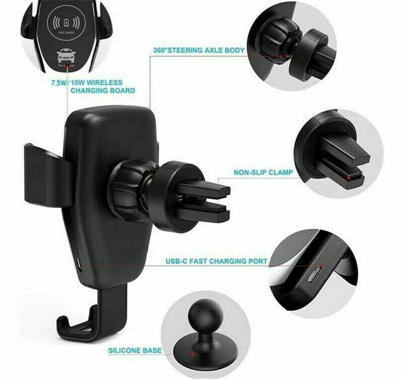 Automatic Clamping Wireless Fast Car Charger Mount Stand