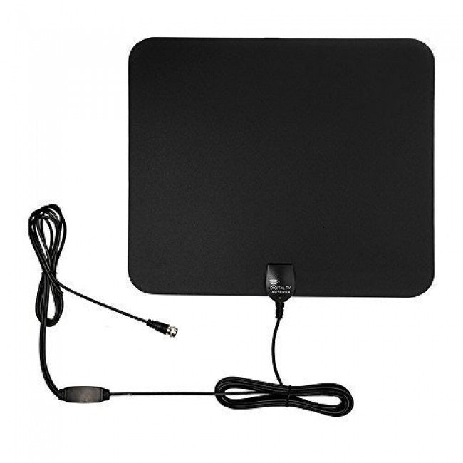 iTD Gear Ultra Thin Amplified Indoor TV Antenna for FREE Digital HDTV in Black