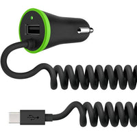 iTD Gear 3.4A USB Type C Car Charger with Coiled Cable